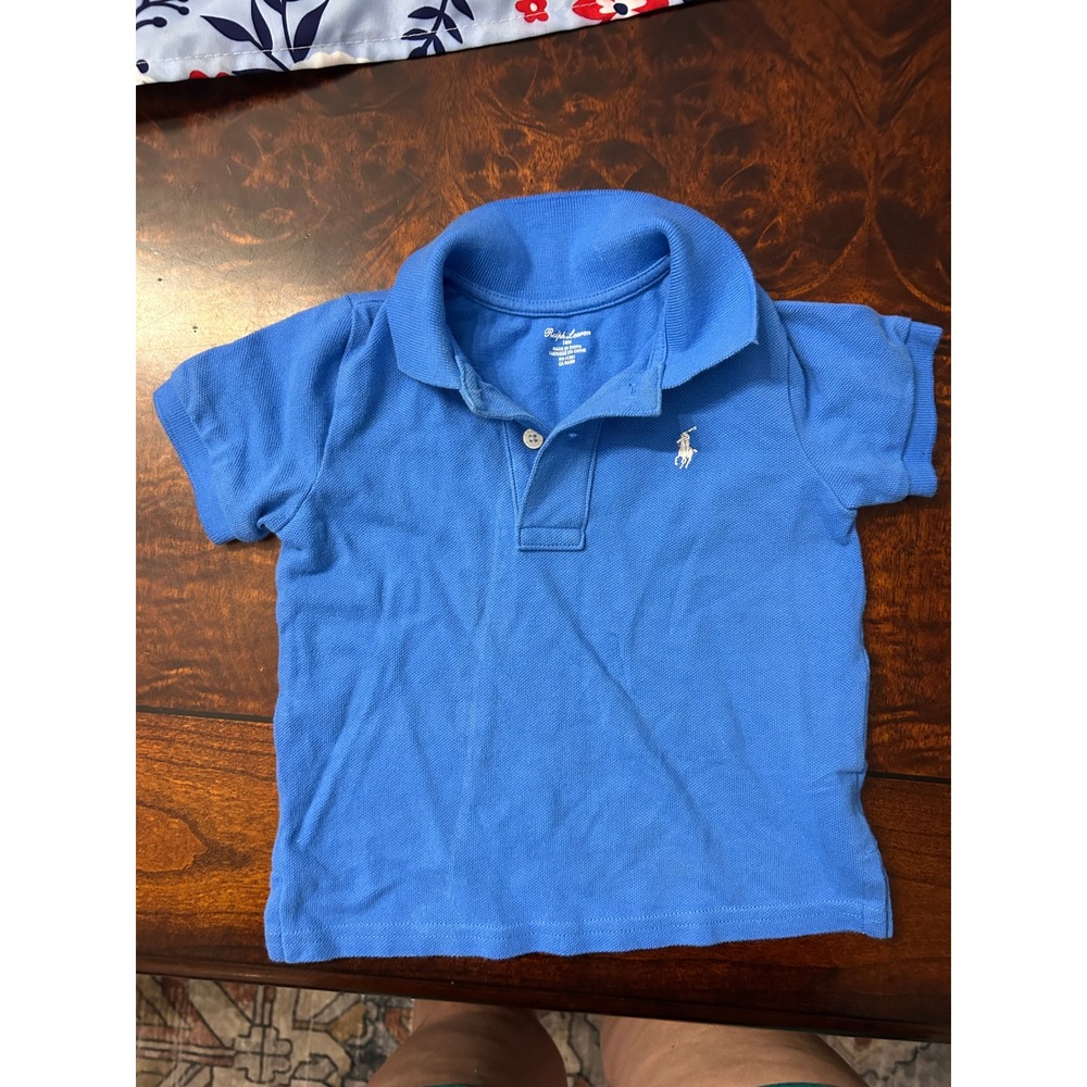Ralph Lauren Kids Blue Short Sleeve Cotton Pique Polo Shirt 18M 320642292